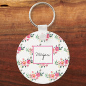 gepersonaliseerde naam meisjesmonogram sleutelhanger (Voorkant)