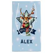 Gepersonaliseerde naam Merry Christmas Reindeer Klein Cadeauzakje (Achterkant)