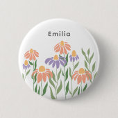Gepersonaliseerde naam met Boho Floral Ronde Button 5,7 Cm (Voorkant)