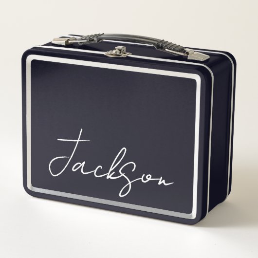 Gepersonaliseerde naam met metalen lunchbox (Voorkant)