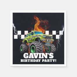 Gepersonaliseerde naam met Retro Monster Truck Servet