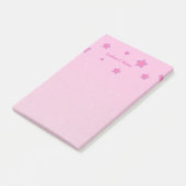 Gepersonaliseerde naam met roze sterren op roze post-it® notes (Schuin)