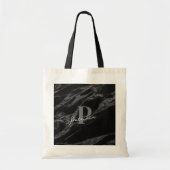 Gepersonaliseerde naam met trendy marmer zwart tote bag (Voorkant)