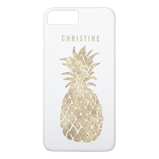 gepersonaliseerde naam metallic effect ananas Case-Mate iPhone case (Achterkant)