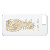 gepersonaliseerde naam metallic effect ananas Case-Mate iPhone case (Achterkant (Horizontaal))