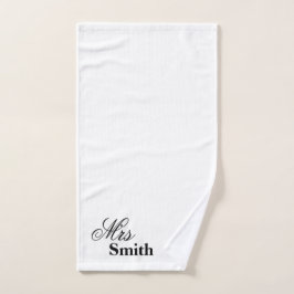 Gepersonaliseerde naam mevrouw Smith White Handdoek