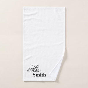 Gepersonaliseerde naam mevrouw Smith White Handdoek