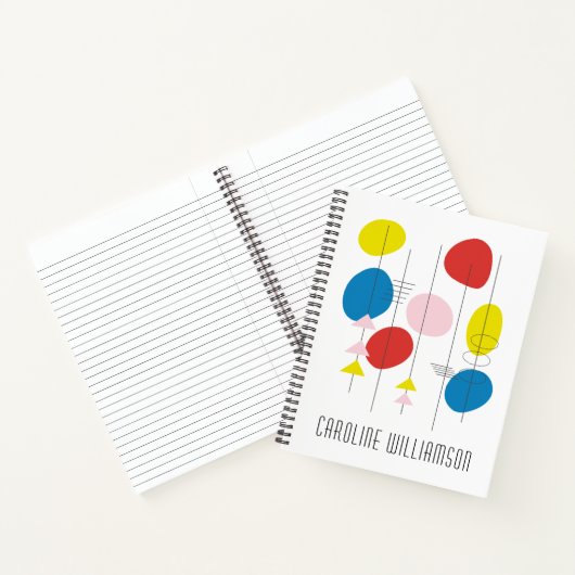 Gepersonaliseerde naam Mid Century Modern Kleurrij Notitieboek (Binnen)
