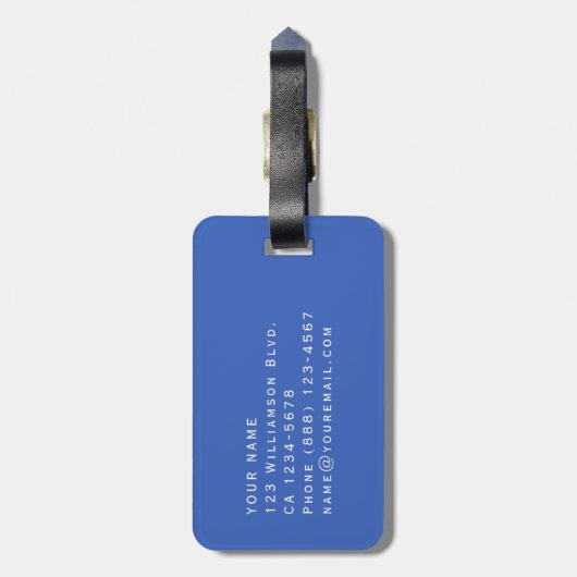 Gepersonaliseerde naam Mijn Tas Blauw ontwerp Aang Bagagelabel (Achterkant verticaal)