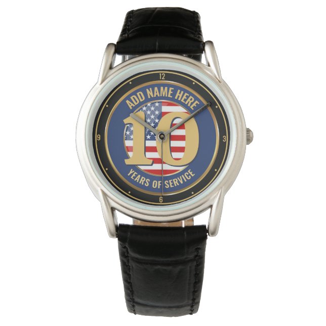 Gepersonaliseerde NAAM Militair of Politie Pensioe Horloge (Voorkant)