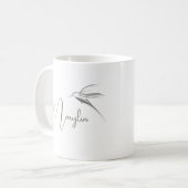 Gepersonaliseerde naam Minimal Bird design Koffiemok (Voorkant links)