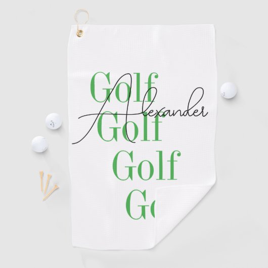 Gepersonaliseerde naam Minimale typografie Golfhanddoek (Insitu)