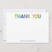 Gepersonaliseerde naam Minimalistische regenboogty Bedankkaart (Voorkant)