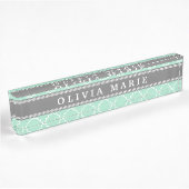 Gepersonaliseerde naam Mint Lattice Pattern Naambordje