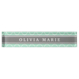 Gepersonaliseerde naam Mint Lattice Pattern Naambordje