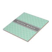 Gepersonaliseerde naam Mint Lattice Pattern Tegeltje (Zijkant)