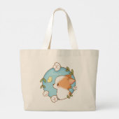 Gepersonaliseerde naam Mochi Pomchi Flower Canvas  Grote Tote Bag (Achterkant)
