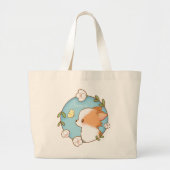 Gepersonaliseerde naam Mochi Pomchi Flower Canvas  Grote Tote Bag (Voorkant)