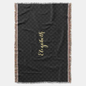 Gepersonaliseerde naam Modern Black Check Pattern Deken (Voorkant Verticaal)