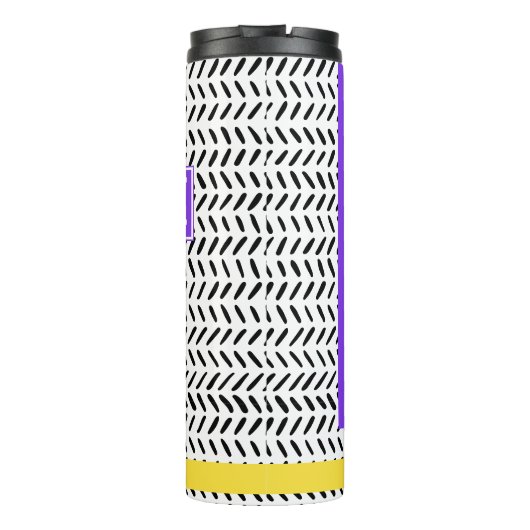 Gepersonaliseerde naam Modern Black & White Whimsi Thermosbeker (Achterkant)