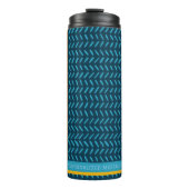 Gepersonaliseerde naam Modern blauw & Oranje patro Thermosbeker (Voorkant)