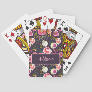 Gepersonaliseerde naam Modern Boho Floral monogram Pokerkaarten