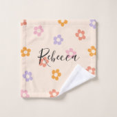 Gepersonaliseerde naam Modern gekleurd daisy patro Bad Handdoek (Wasdoekje)