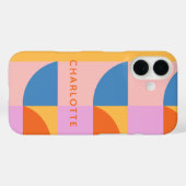 Gepersonaliseerde naam Modern Geometrisch Roze Bla Case-Mate iPhone Case (Achterkant (horizontaal))