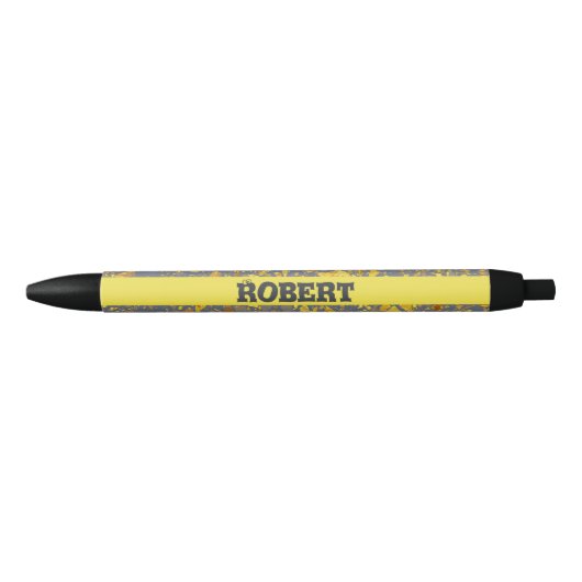 Gepersonaliseerde naam Modern goud Terrazzo patroo Zwarte Inkt Pen (Voorkant)