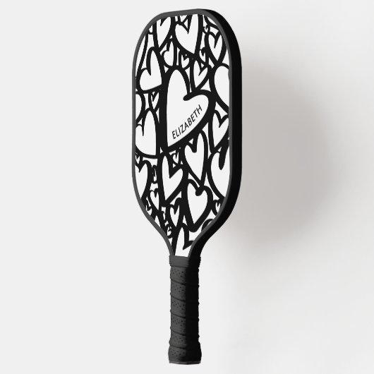 Gepersonaliseerde naam Modern hartpatroon Pickleball Paddle (Links)