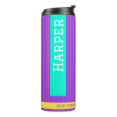 Gepersonaliseerde naam Modern Paarse & Blauwgroen  Thermosbeker (Gedraaid links)