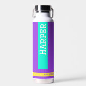 Gepersonaliseerde naam Modern Paarse Waterfles (Voorkant)