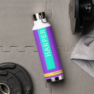 Gepersonaliseerde naam Modern Paarse Waterfles
