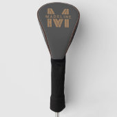 Gepersonaliseerde naam Modern Retro Zwart Monogram Golfheadcover (Voorkant)