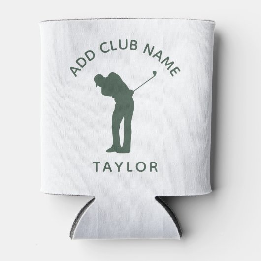 Gepersonaliseerde naam Moderne Sage Groene Golfclu Blikjeskoeler (Voorkant)