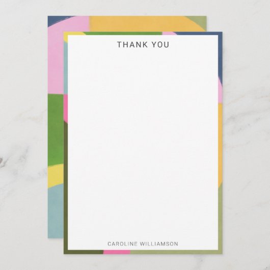 Gepersonaliseerde naam Moderne speelse border douc Bedankkaart (Voorkant / Achterkant)