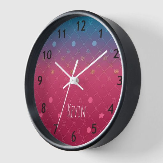 Gepersonaliseerde naam Moderne trendy wandklok (Hoek)