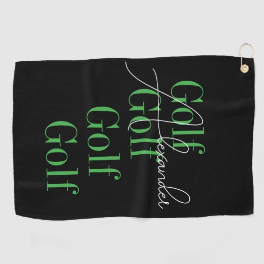 Gepersonaliseerde naam Moderne typografie Golfhanddoek (Horizontaal)