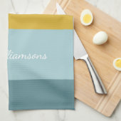 Gepersonaliseerde naam Moderne zachte blauwe gele  Theedoek (Quarter Fold)