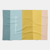 Gepersonaliseerde naam Moderne zachte blauwe gele  Theedoek (Horizontaal)