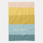 Gepersonaliseerde naam Moderne zachte blauwe gele  Theedoek (Verticaal)