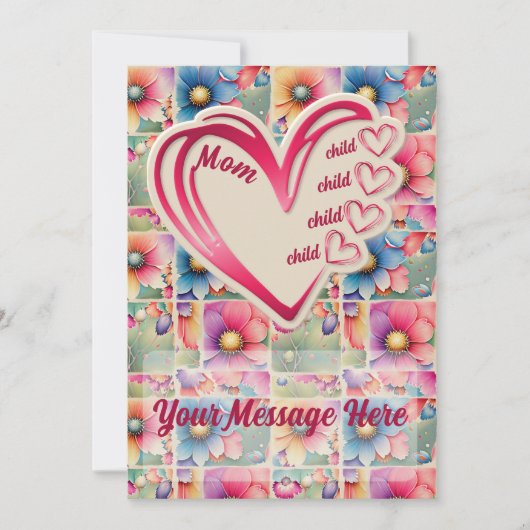 Gepersonaliseerde naam Moeder Kinder Bloemen Moede Feestdagenkaart (Voorkant)