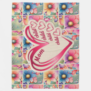 Gepersonaliseerde naam Moeder Kinder bloemen overa Fleece Deken