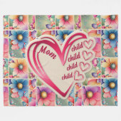 Gepersonaliseerde naam Moeder Kinder bloemen overa Fleece Deken (Voorkant (Horizontaal))
