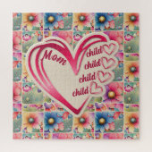 Gepersonaliseerde naam Moeder Kinder bloemen overa Legpuzzel (Verticaal)