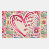 Gepersonaliseerde naam Moeder Kinder bloemen overa Rechthoekige Sticker (Voorkant)