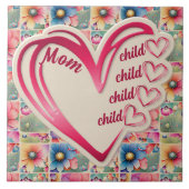 Gepersonaliseerde naam Moeder Kinder bloemen overa Tegeltje (Voorkant)