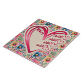 Gepersonaliseerde naam Moeder Kinder bloemen overa Tegeltje (Zijkant)