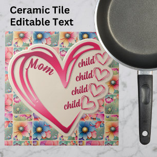 Gepersonaliseerde naam Moeder Kinder bloemen overa Tegeltje