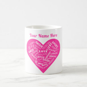 Gepersonaliseerde naam Mok met meertalige liefdest